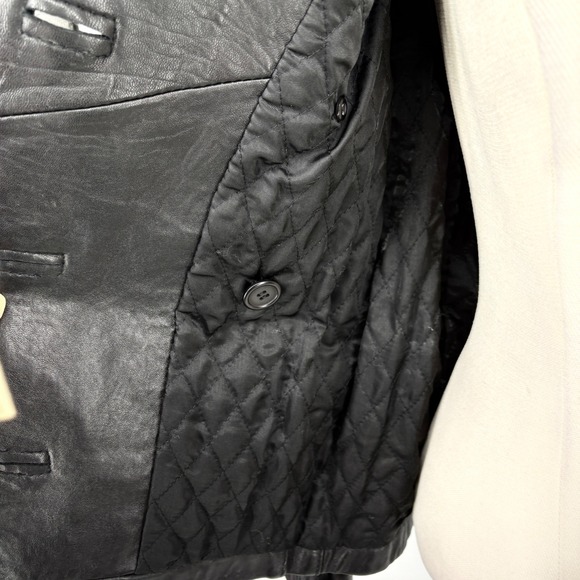 Express Avenue De L'opera Leather‎ Belted Moto Jacket Thinsulate Y2K Black S - Picture 10 of 16